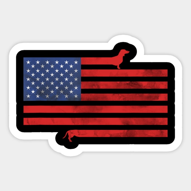 Dachshund American Flag 4th Of July Sticker by Xamgi